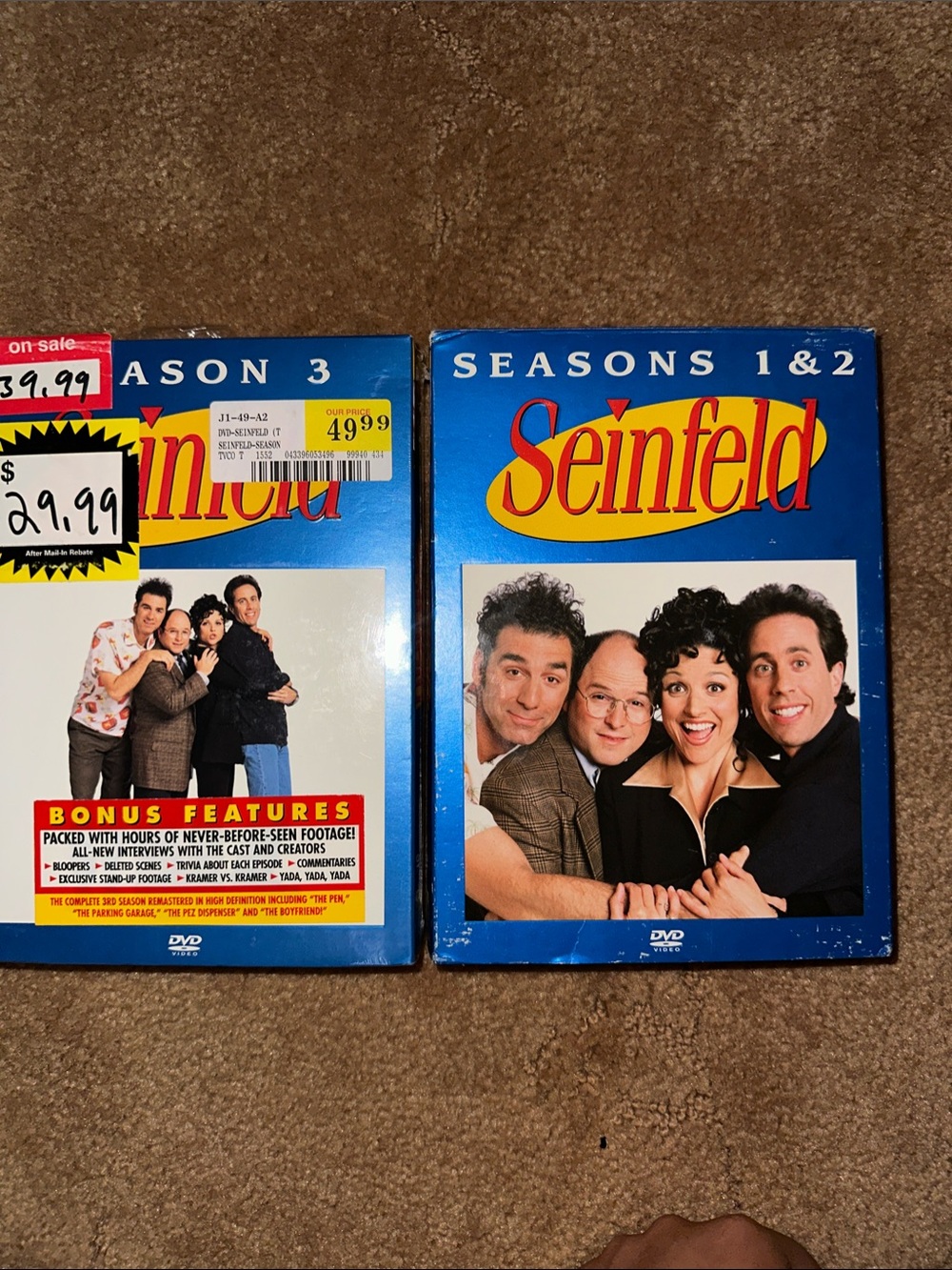 Seinfeld Seasons 1 & 2 DVD Set - open complete andSeason 3 New and Sealed